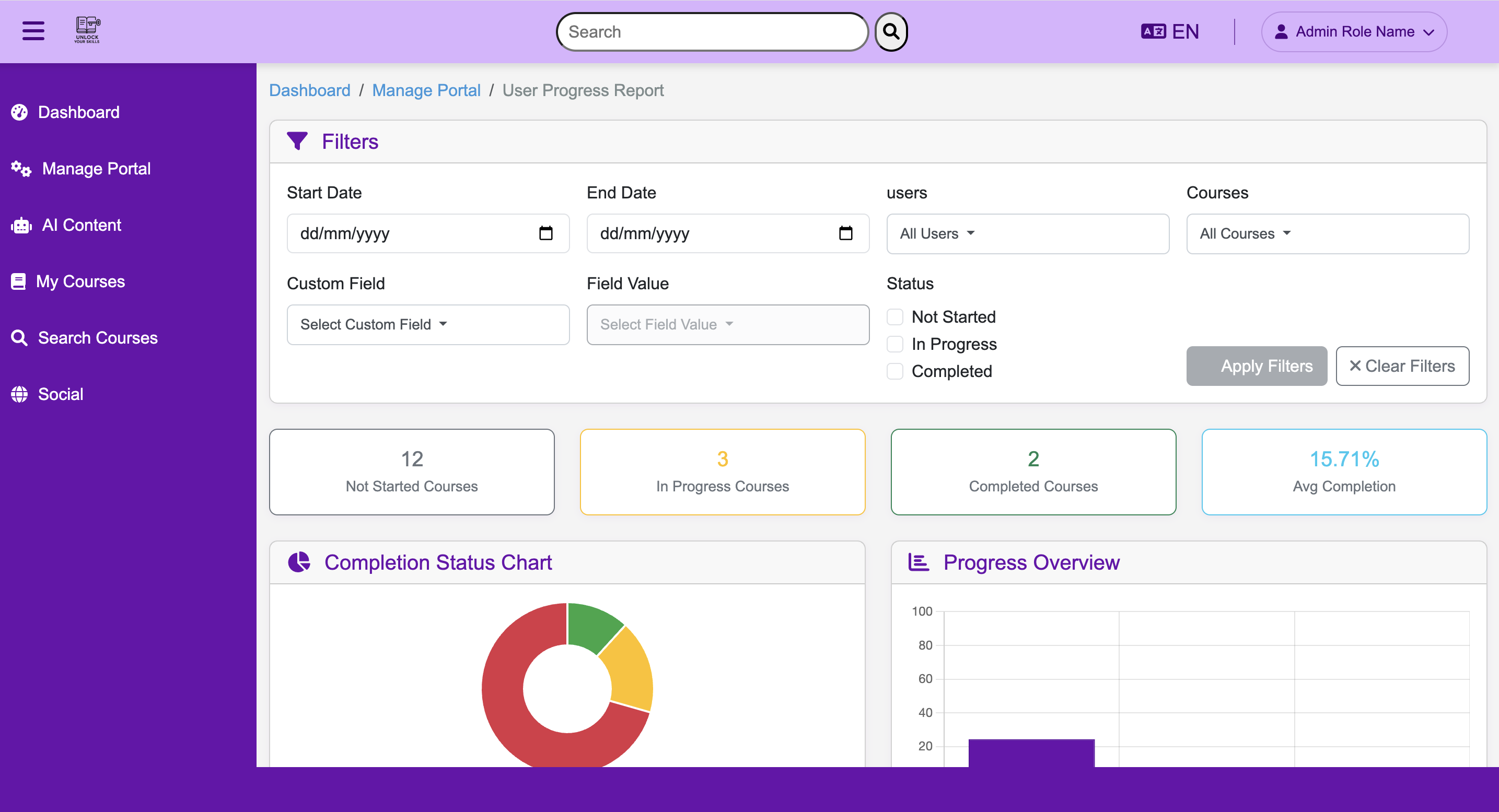 Analytics Dashboard - Learning Analytics and Reports