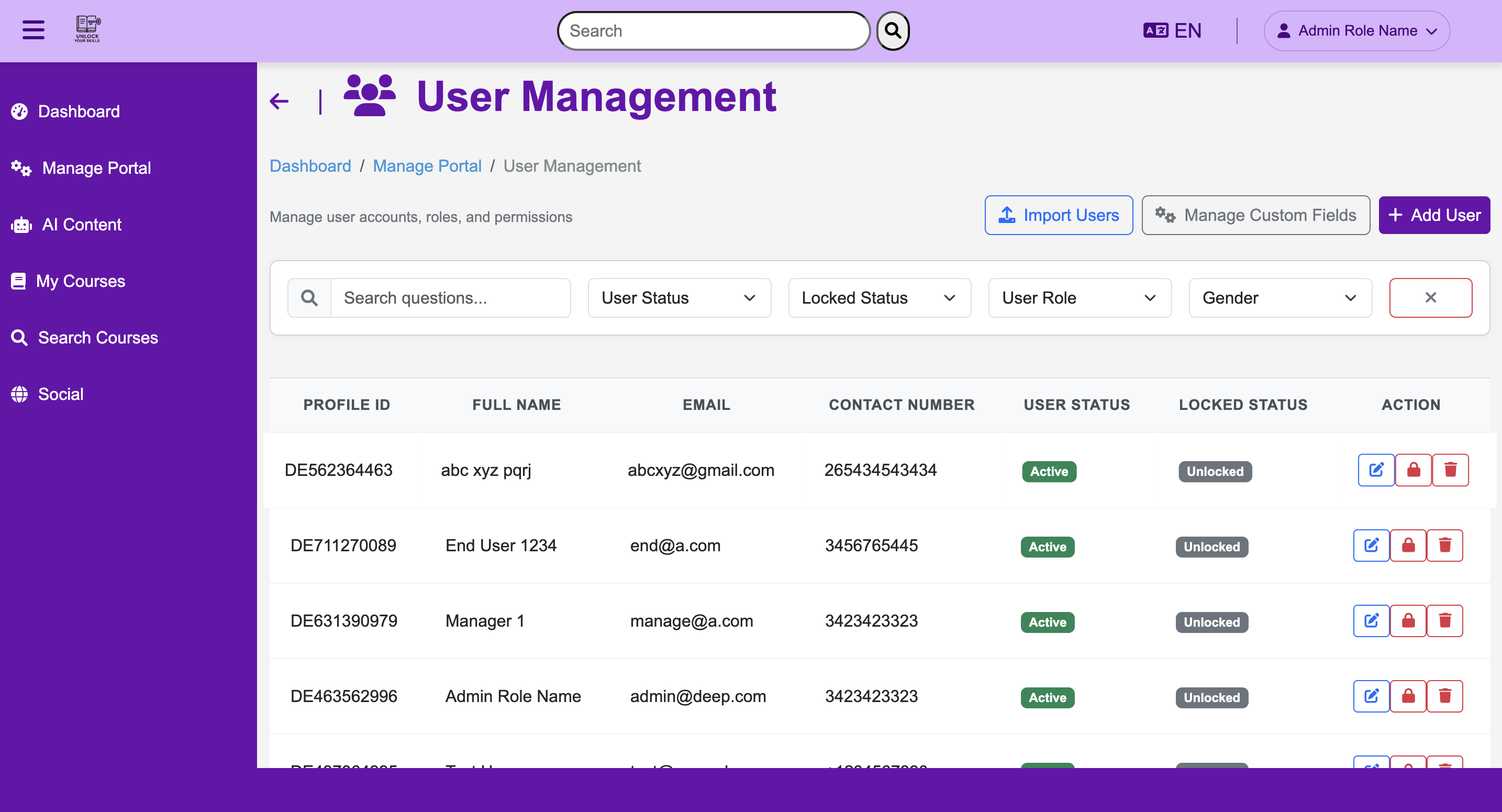 User Management System - Enterprise User Administration